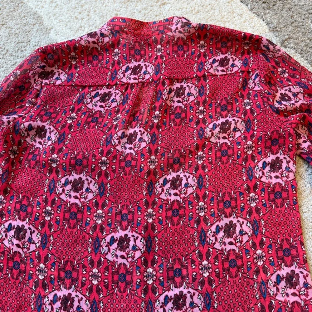 KUT from the Kloth Red Boho Medallion Print Button Down Blouse Small Womens - Picture 5 of 7